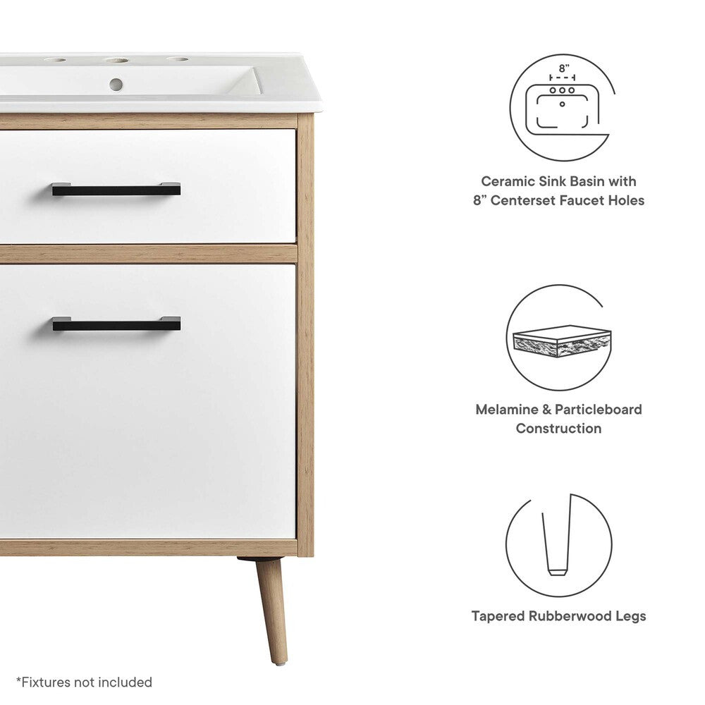 EEI-6498-WHI-OAK Maverick 24" Bathroom Vanity by Modway