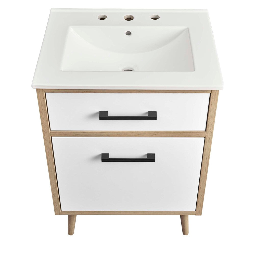 EEI-6498-WHI-OAK Maverick 24" Bathroom Vanity by Modway