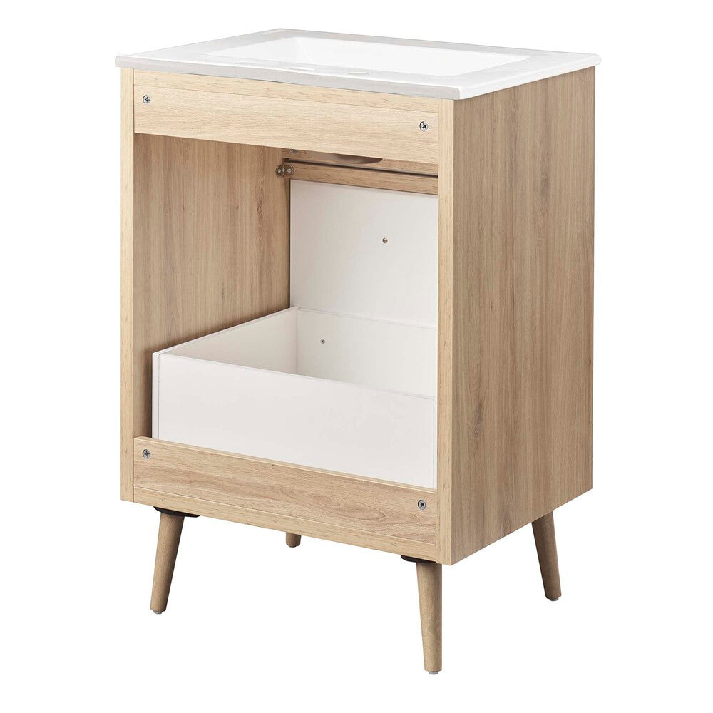 EEI-6498-WHI-OAK Maverick 24" Bathroom Vanity by Modway