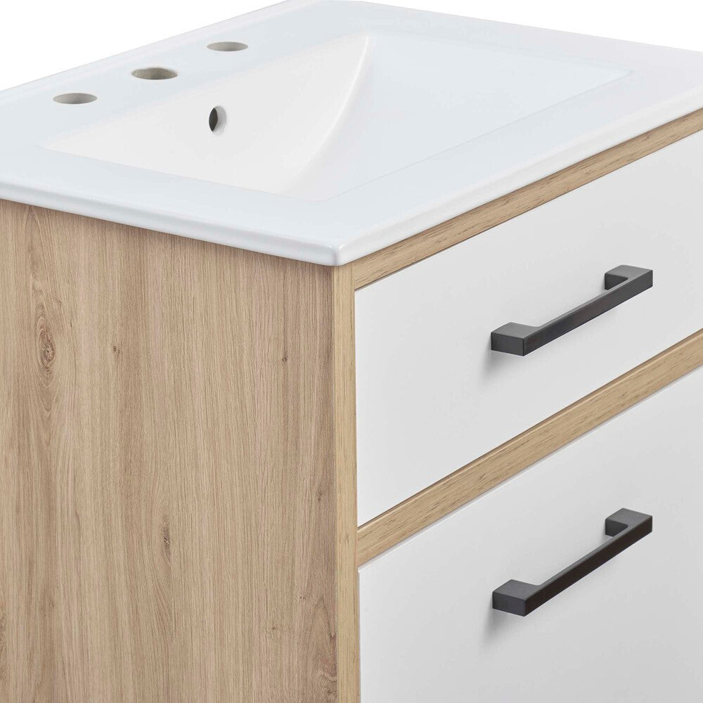 EEI-6498-WHI-OAK Maverick 24" Bathroom Vanity by Modway