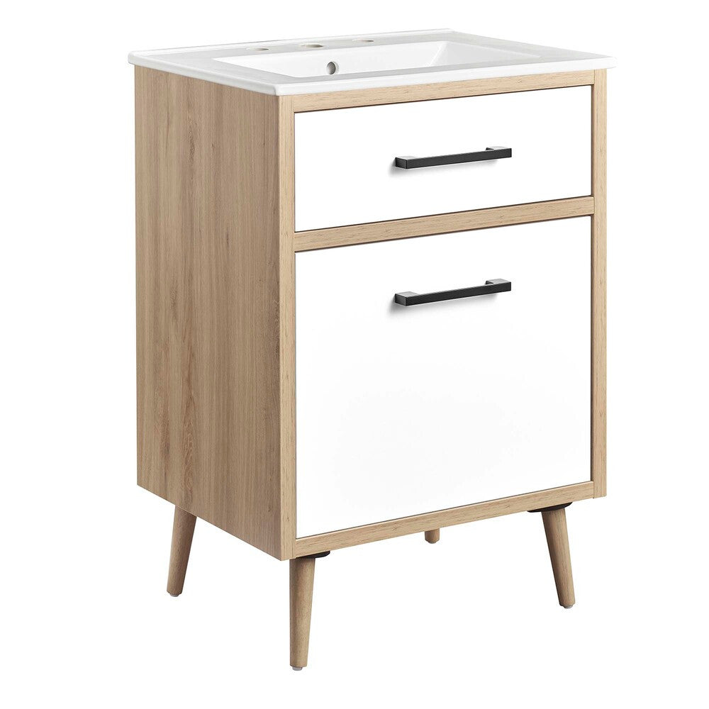 EEI-6498-WHI-OAK Maverick 24" Bathroom Vanity by Modway
