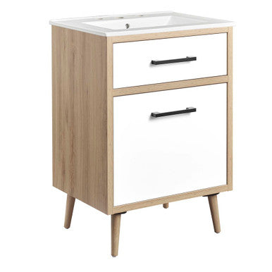 Modway EEI-6498-WHI-OAK Maverick 24" Bathroom Vanity White Oak