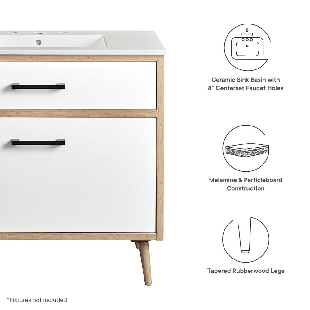 EEI-6500-WHI-OAK Maverick 36" Bathroom Vanity by Modway