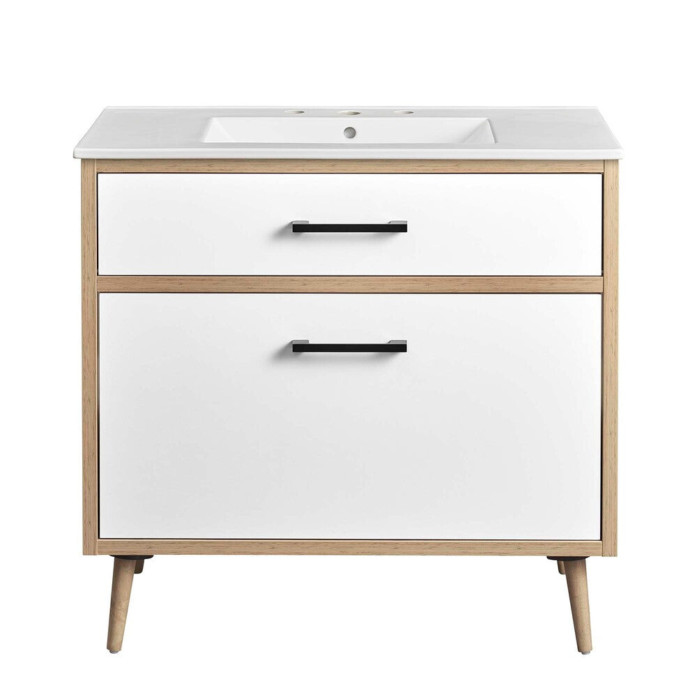 EEI-6500-WHI-OAK Maverick 36" Bathroom Vanity by Modway