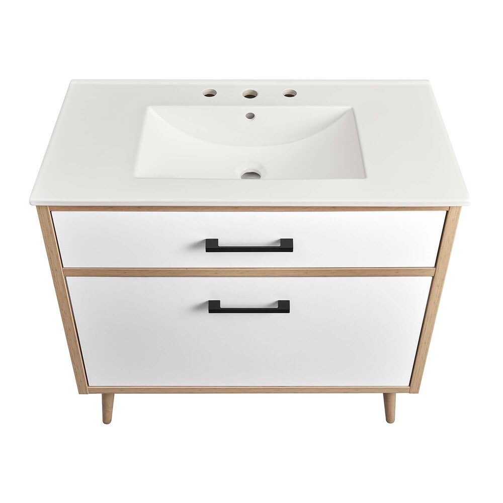 EEI-6500-WHI-OAK Maverick 36" Bathroom Vanity by Modway