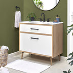 EEI-6500-WHI-OAK Maverick 36" Bathroom Vanity by Modway