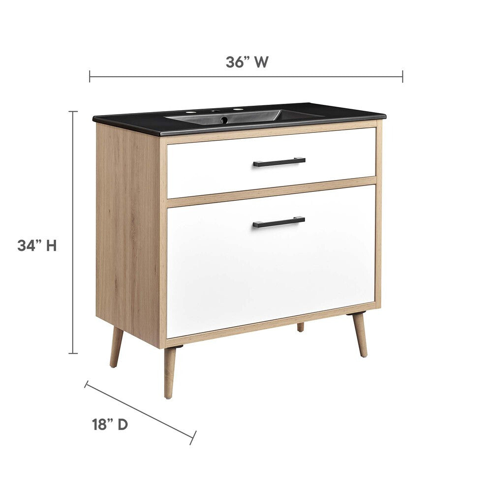 EEI-6501-BLK-OAK Maverick 36" Bathroom Vanity by Modway