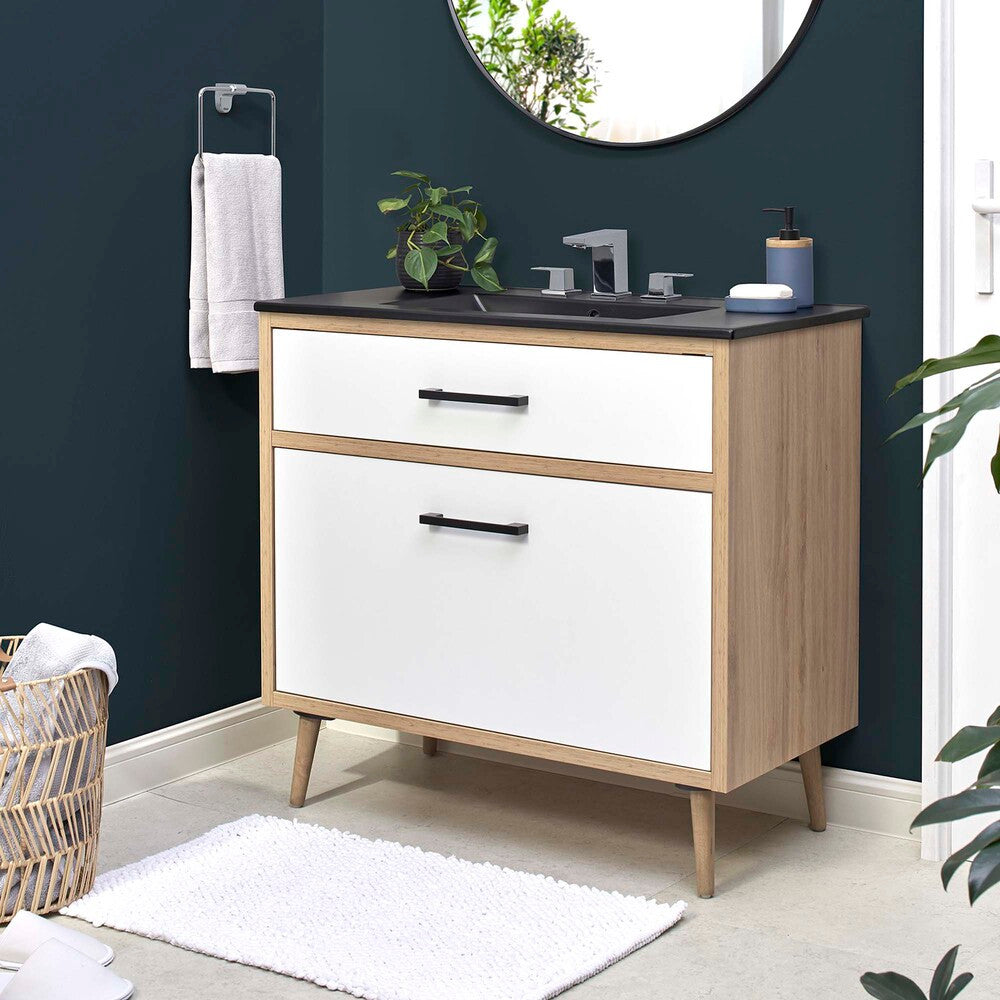 EEI-6501-BLK-OAK Maverick 36" Bathroom Vanity by Modway