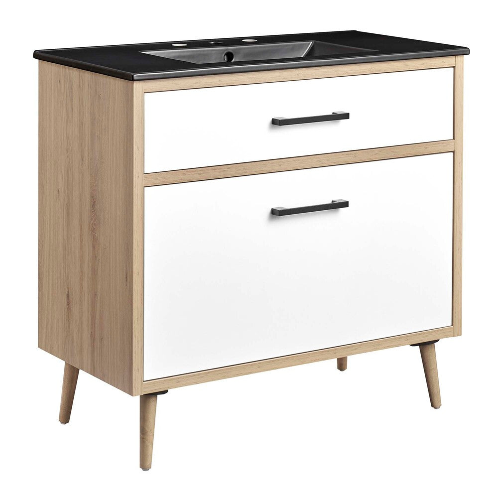 EEI-6501-BLK-OAK Maverick 36" Bathroom Vanity by Modway