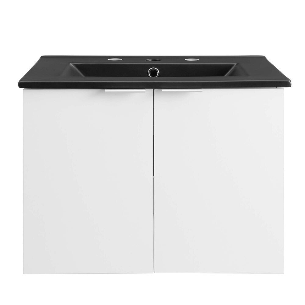 EEI-5370-WHI-BLK Maybelle 24" Wall-Mount Bathroom Vanity by Modway