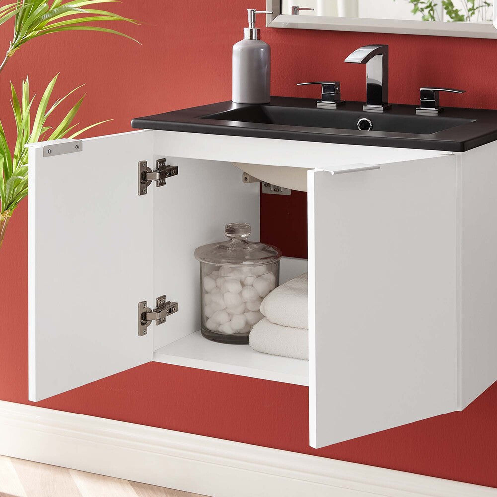 EEI-5370-WHI-BLK Maybelle 24" Wall-Mount Bathroom Vanity by Modway