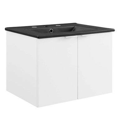 Modway EEI-5370-WHI-BLK Maybelle 24" Wall-Mount Bathroom Vanity White Black