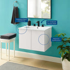 EEI-5379-WHI-WHI Maybelle 24" Wall-Mount Bathroom Vanity by Modway