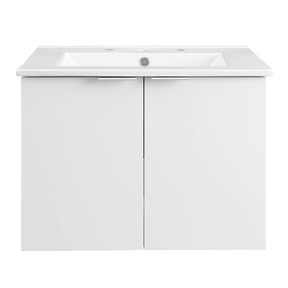 EEI-5379-WHI-WHI Maybelle 24" Wall-Mount Bathroom Vanity by Modway