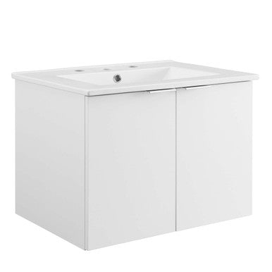 Modway EEI-5379-WHI-WHI Maybelle 24" Wall-Mount Bathroom Vanity White White