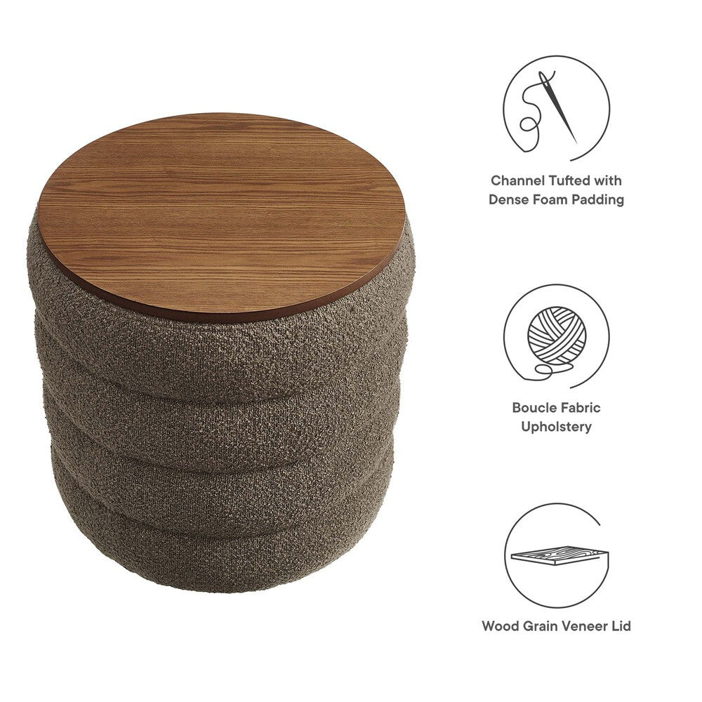 EEI-6685 Mezzo Round Boucle Fabric Storage Ottoman by Modway