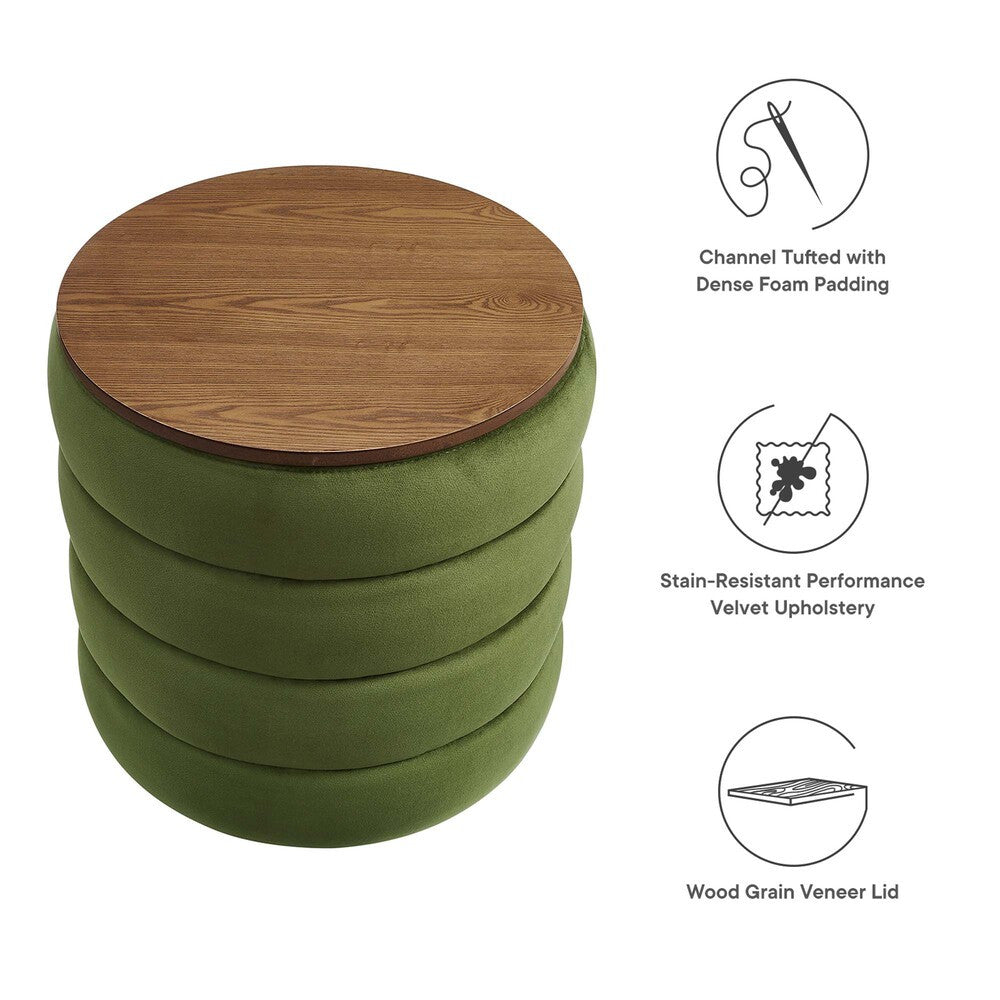 EEI-6684 Mezzo Round Performance Velvet Storage Ottoman by Modway