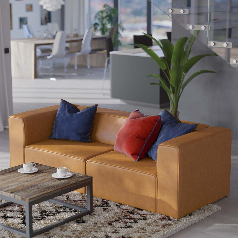 EEI-4788 Mingle 2-Piece Vegan Leather Sectional Sofa Loveseat by Modway
