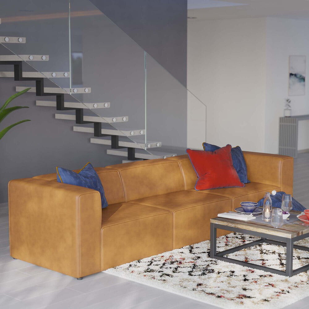 EEI-4789 Mingle 3-Piece Vegan Leather Sectional Sofa by Modway