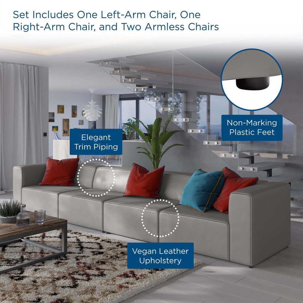 EEI-4793 Mingle 4-Piece Vegan Leather Sectional Sofa by Modway