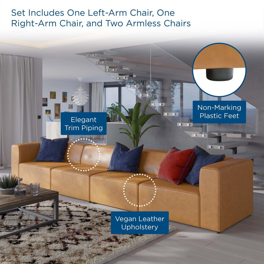 EEI-4793 Mingle 4-Piece Vegan Leather Sectional Sofa by Modway