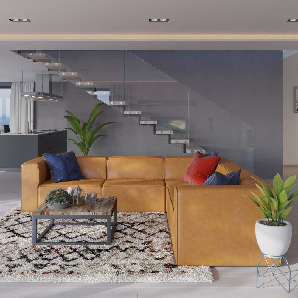 EEI-4795 Mingle 5-Piece Vegan Leather Sectional Sofa by Modway