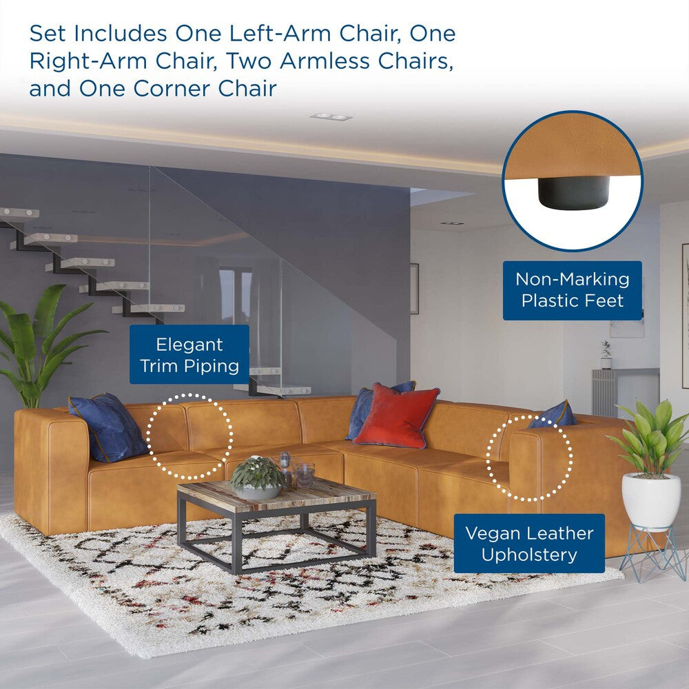 EEI-4795 Mingle 5-Piece Vegan Leather Sectional Sofa by Modway
