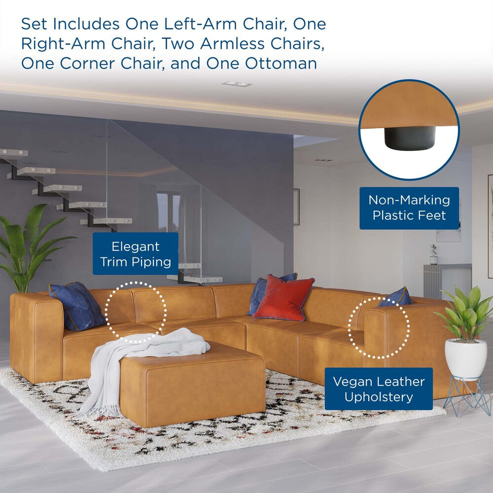 EEI-4796-TAN Mingle 6-Piece Vegan Leather Furniture Set by Modway