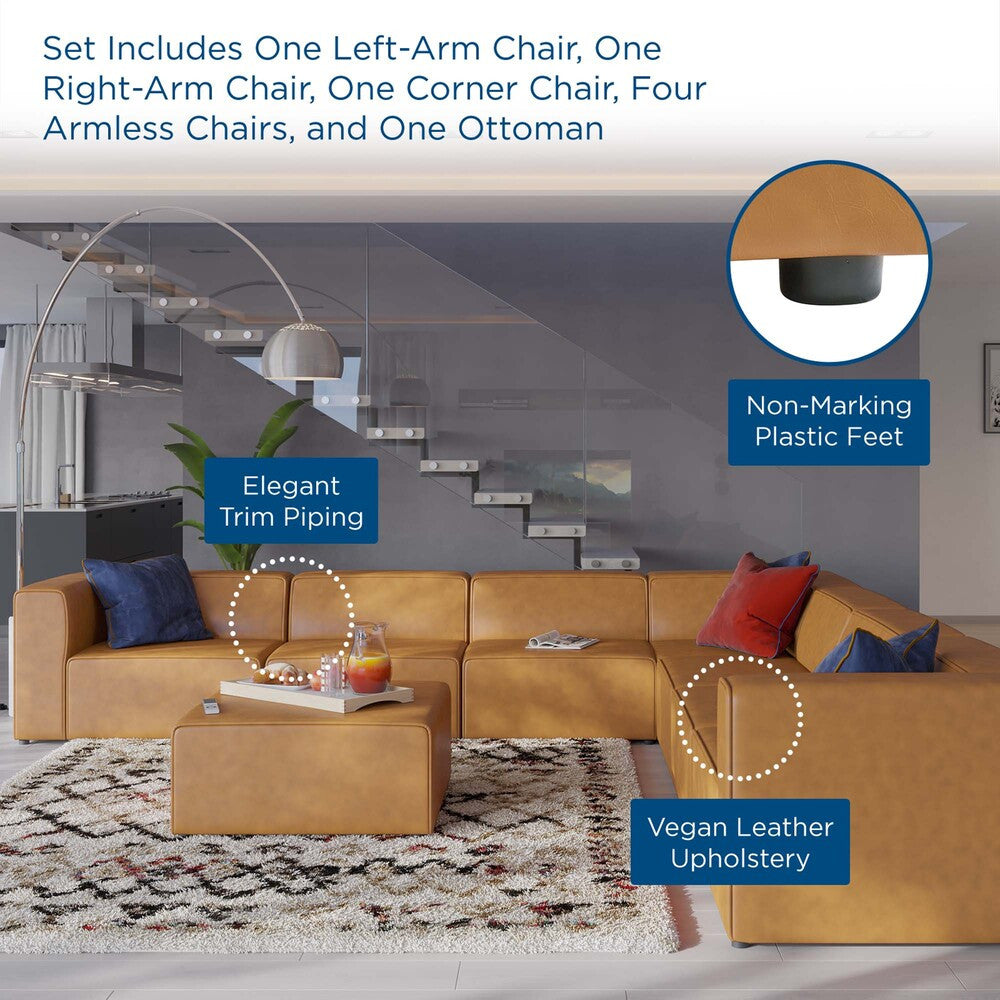 EEI-4799-TAN Mingle 8-Piece Vegan Leather Sectional Sofa Set by Modway