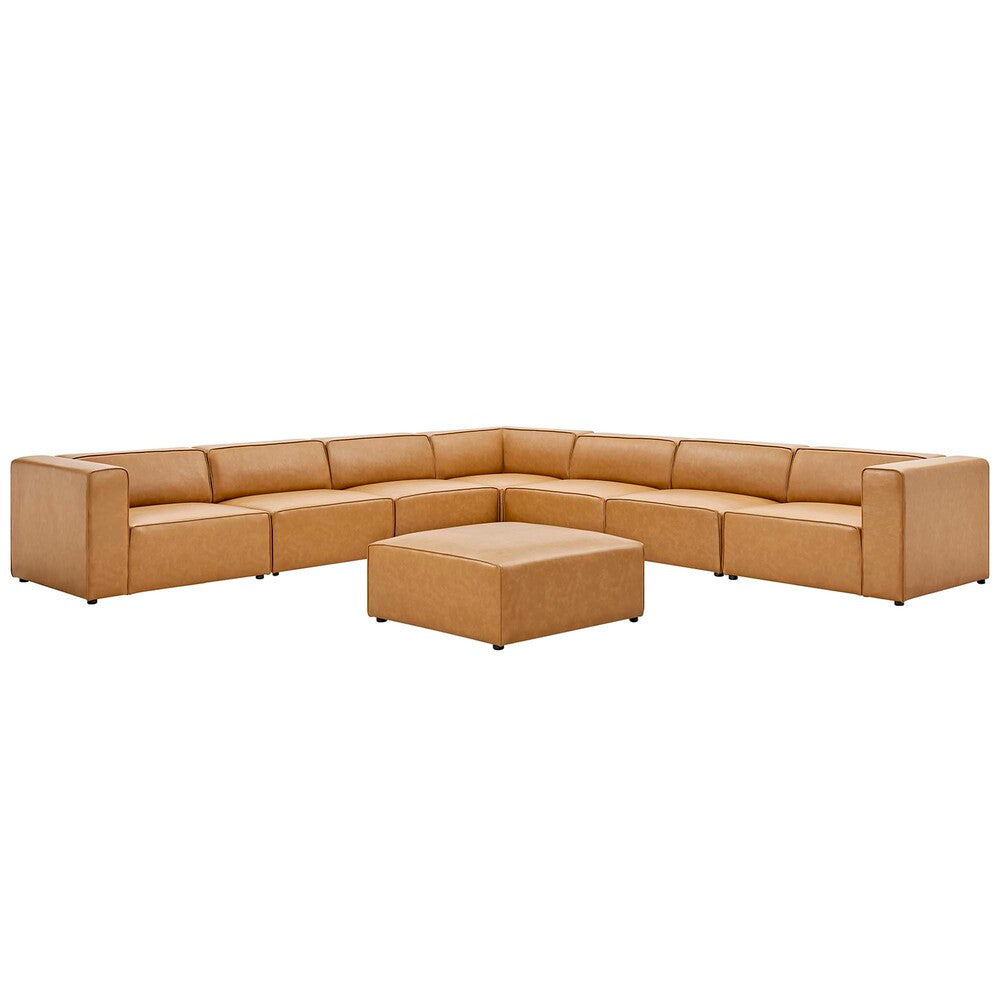 EEI-4799-TAN Mingle 8-Piece Vegan Leather Sectional Sofa Set by Modway
