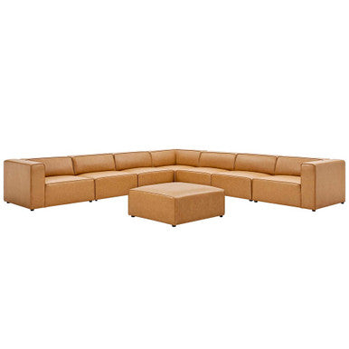 Modway EEI-4799-TAN Mingle 8-Piece Vegan Leather Sectional Sofa Set Tan
