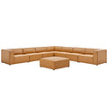 Modway EEI-4799-TAN Mingle 8-Piece Vegan Leather Sectional Sofa Set Tan