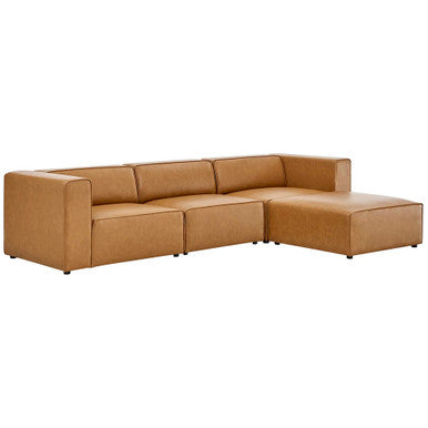 Modway EEI-4790-TAN Mingle Vegan Leather Sofa and Ottoman Set Tan