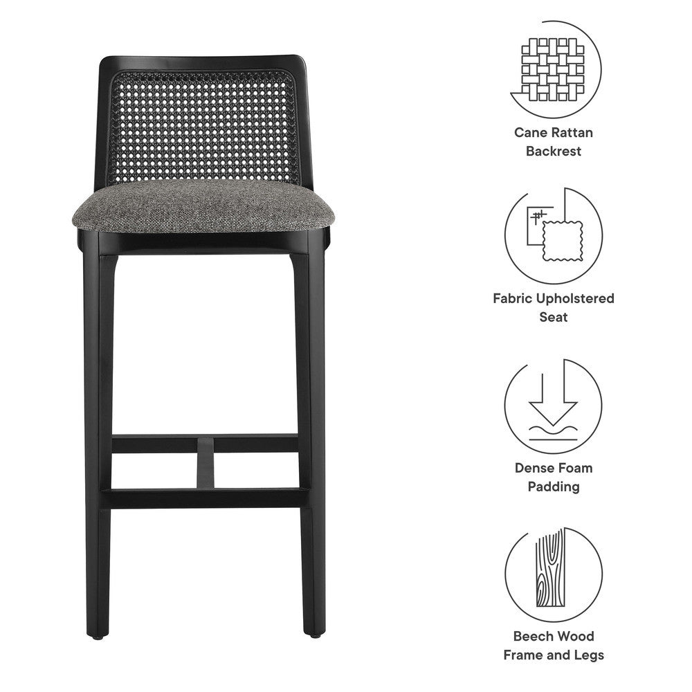 EEI-6846 Monarch Wood and Rattan Bar Stool by Modway