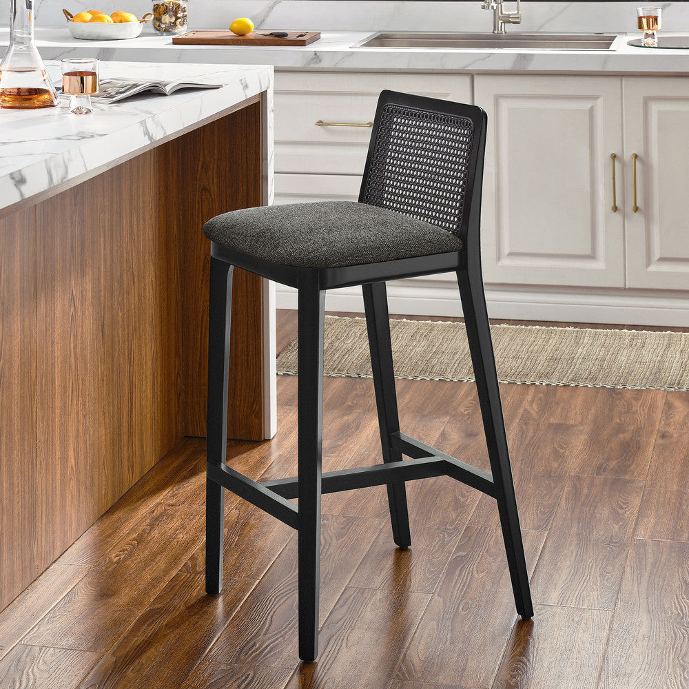 EEI-6846 Monarch Wood and Rattan Bar Stool by Modway