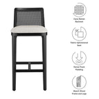 EEI-6846 Monarch Wood and Rattan Bar Stool by Modway