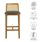 EEI-6846 Monarch Wood and Rattan Bar Stool by Modway