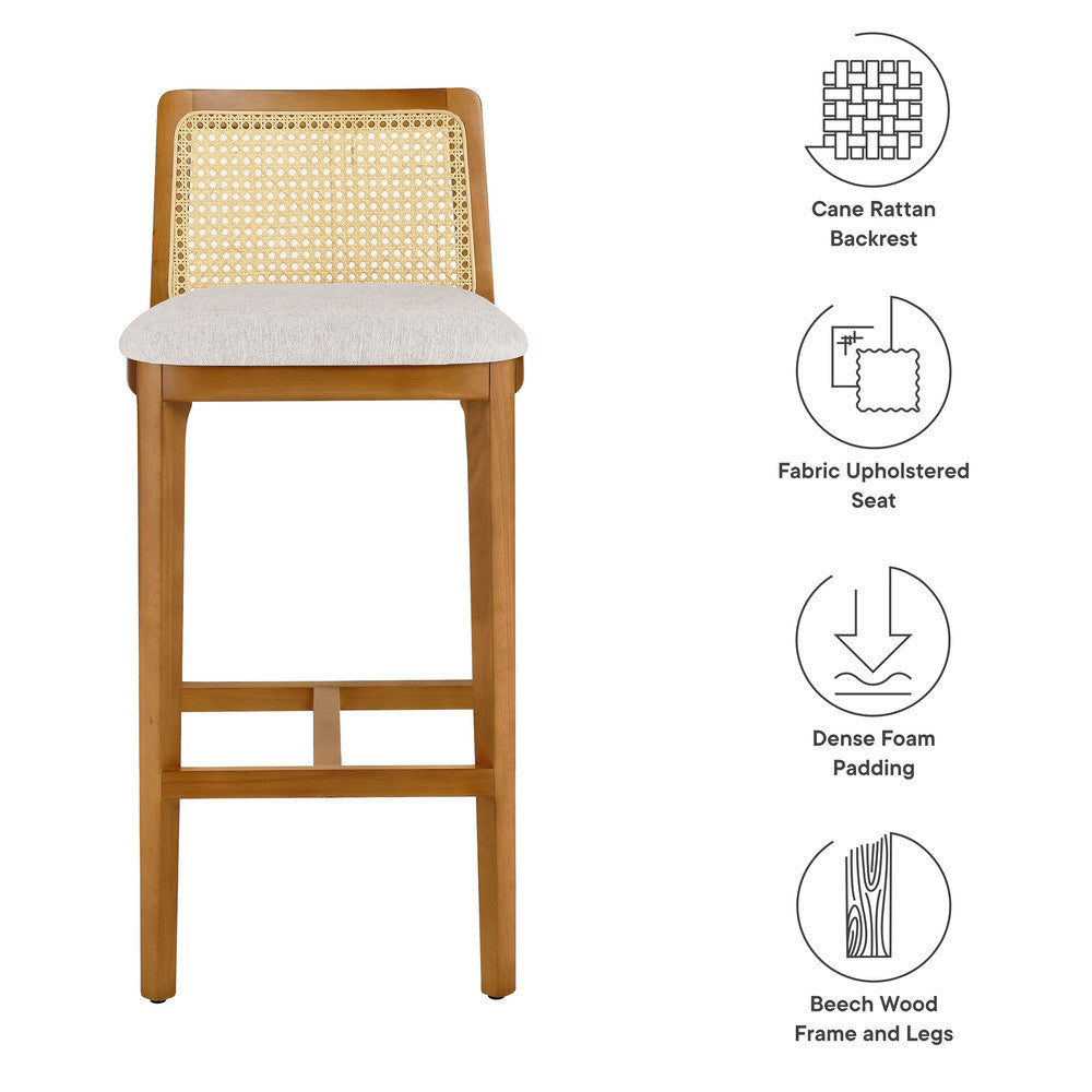 EEI-6846 Monarch Wood and Rattan Bar Stool by Modway