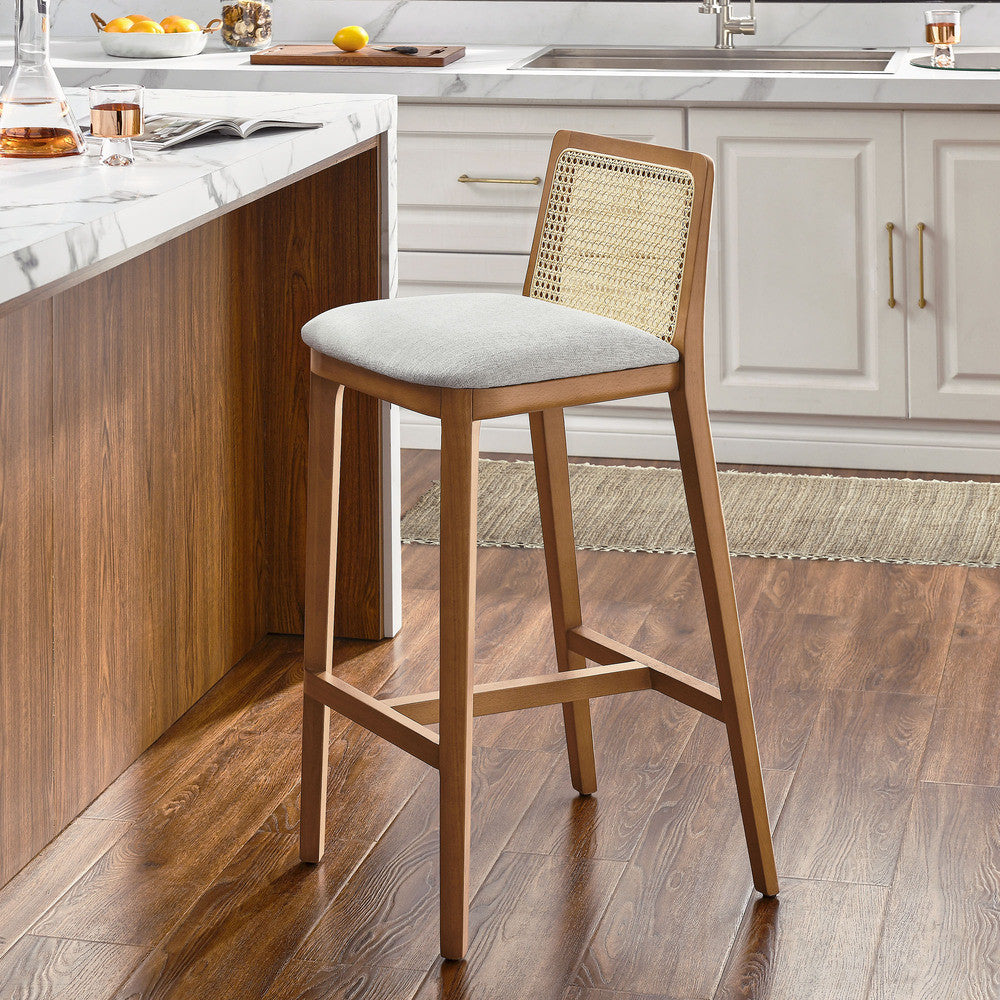 EEI-6846 Monarch Wood and Rattan Bar Stool by Modway