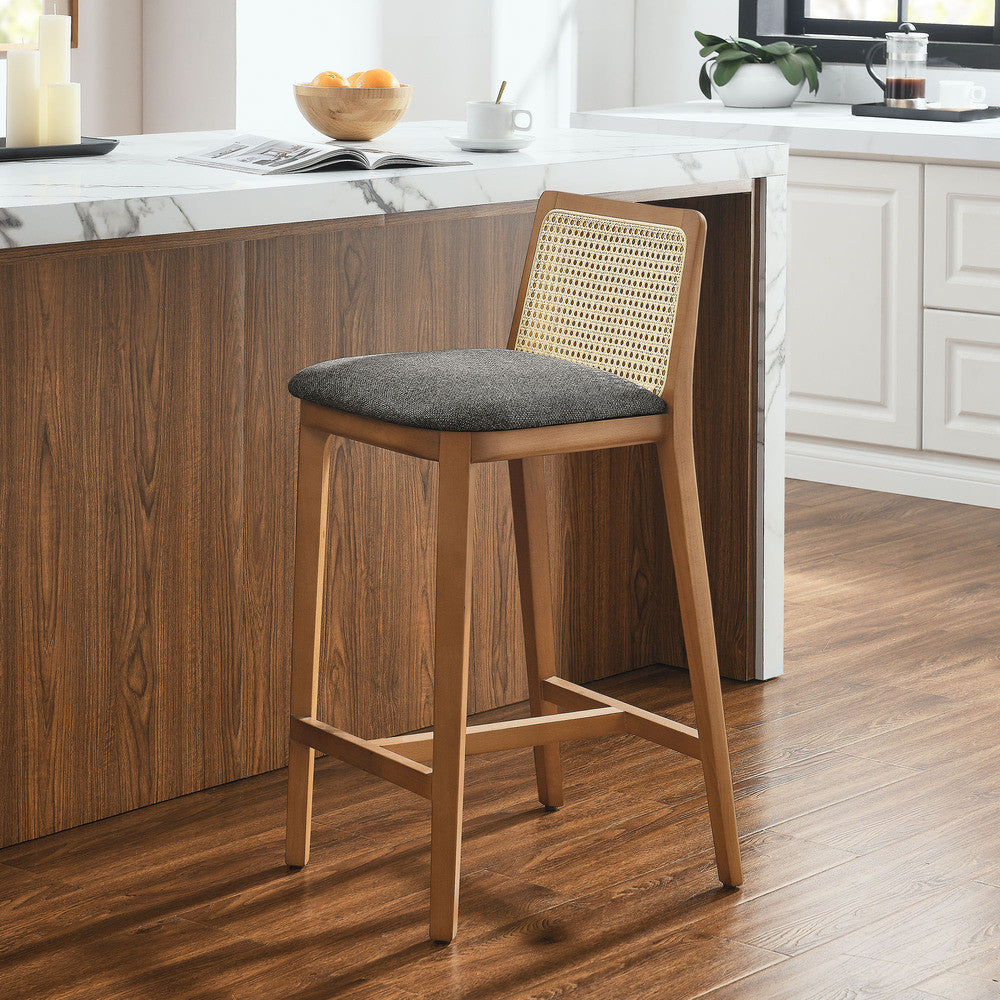 EEI-6845 Monarch Wood and Rattan Counter Stool by Modway