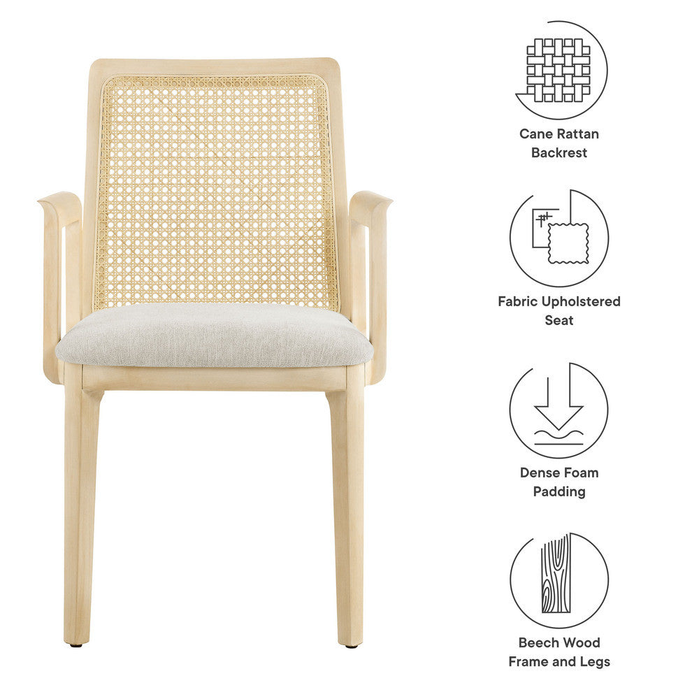 EEI-6844 Monarch Wood and Rattan Dining Armchair by Modway