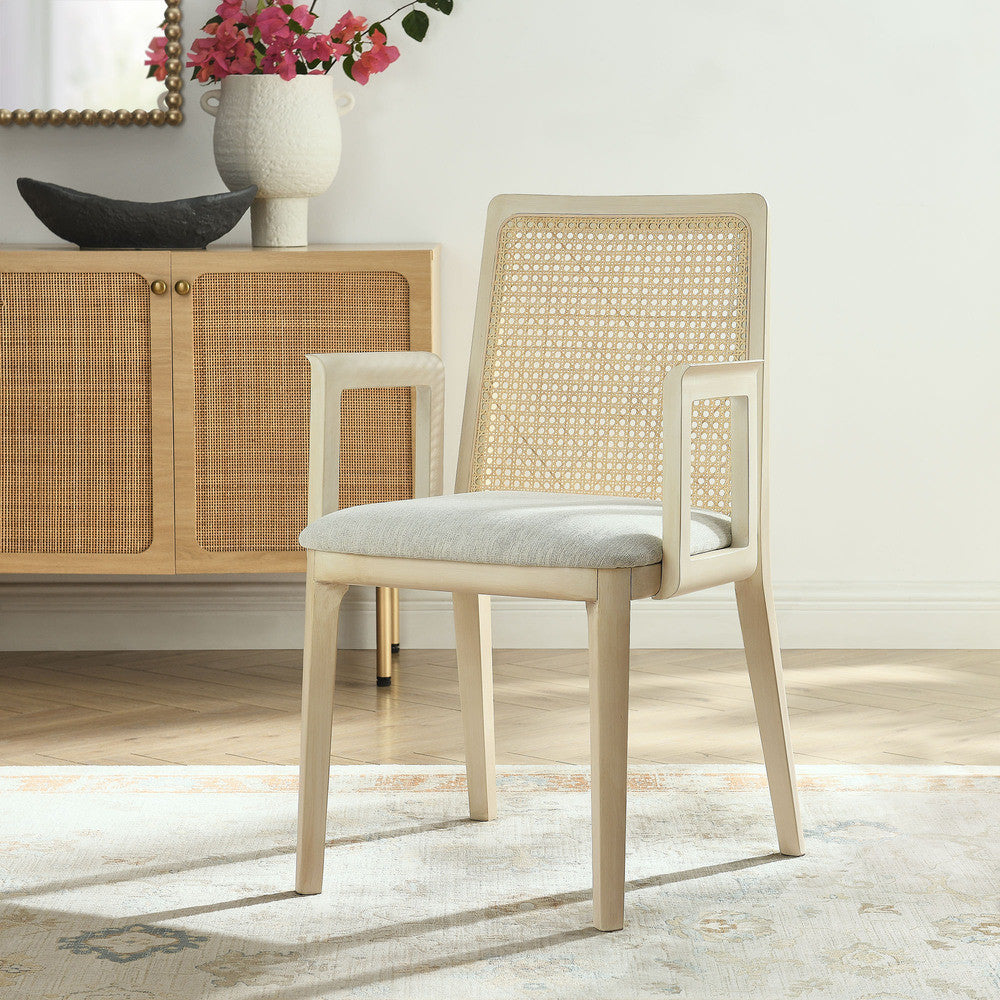 EEI-6844 Monarch Wood and Rattan Dining Armchair by Modway