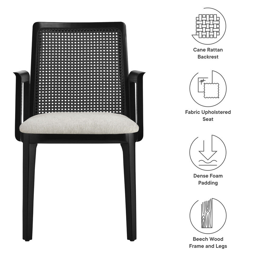 EEI-6844 Monarch Wood and Rattan Dining Armchair by Modway