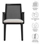 EEI-6844 Monarch Wood and Rattan Dining Armchair by Modway
