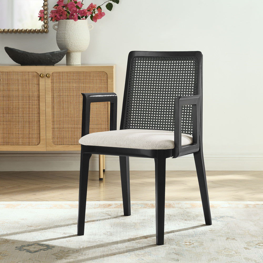 EEI-6844 Monarch Wood and Rattan Dining Armchair by Modway
