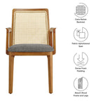 EEI-6844 Monarch Wood and Rattan Dining Armchair by Modway