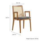 EEI-6844 Monarch Wood and Rattan Dining Armchair by Modway