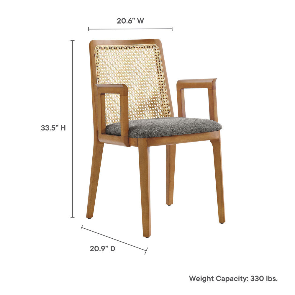 EEI-6844 Monarch Wood and Rattan Dining Armchair by Modway