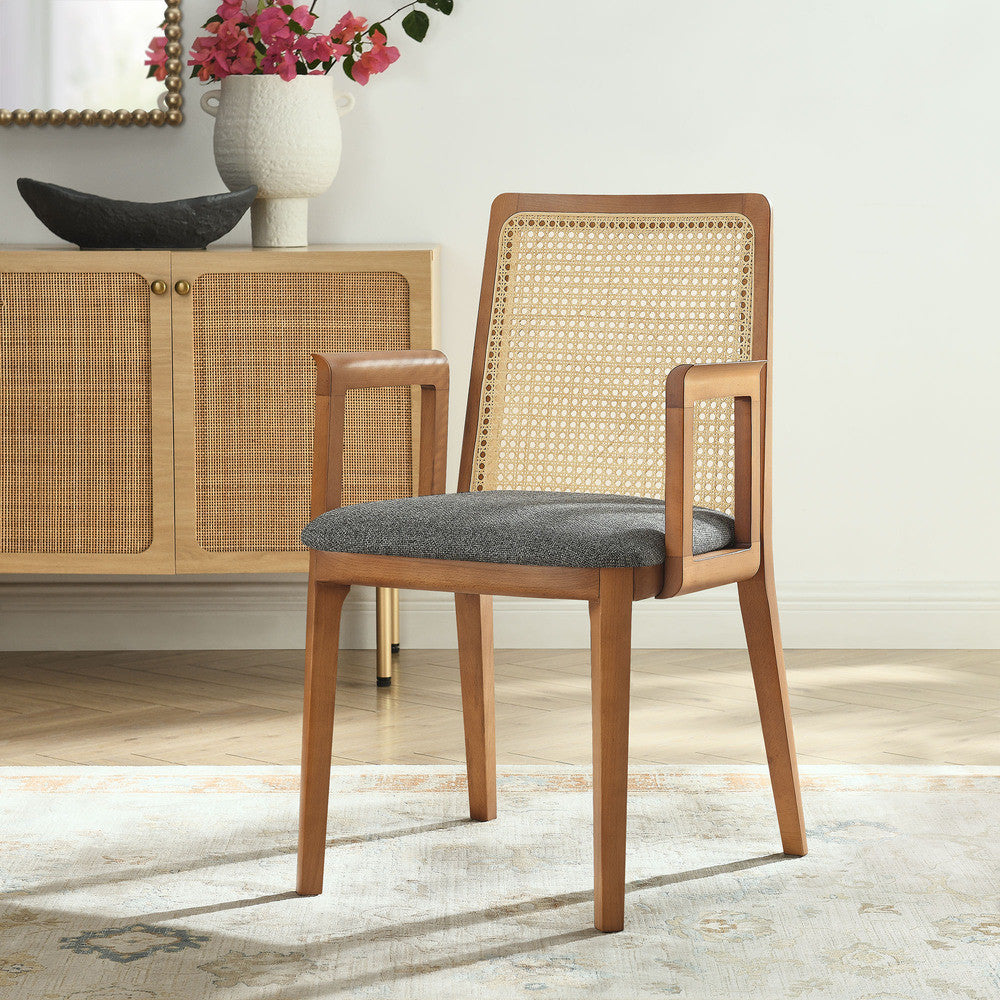 EEI-6844 Monarch Wood and Rattan Dining Armchair by Modway