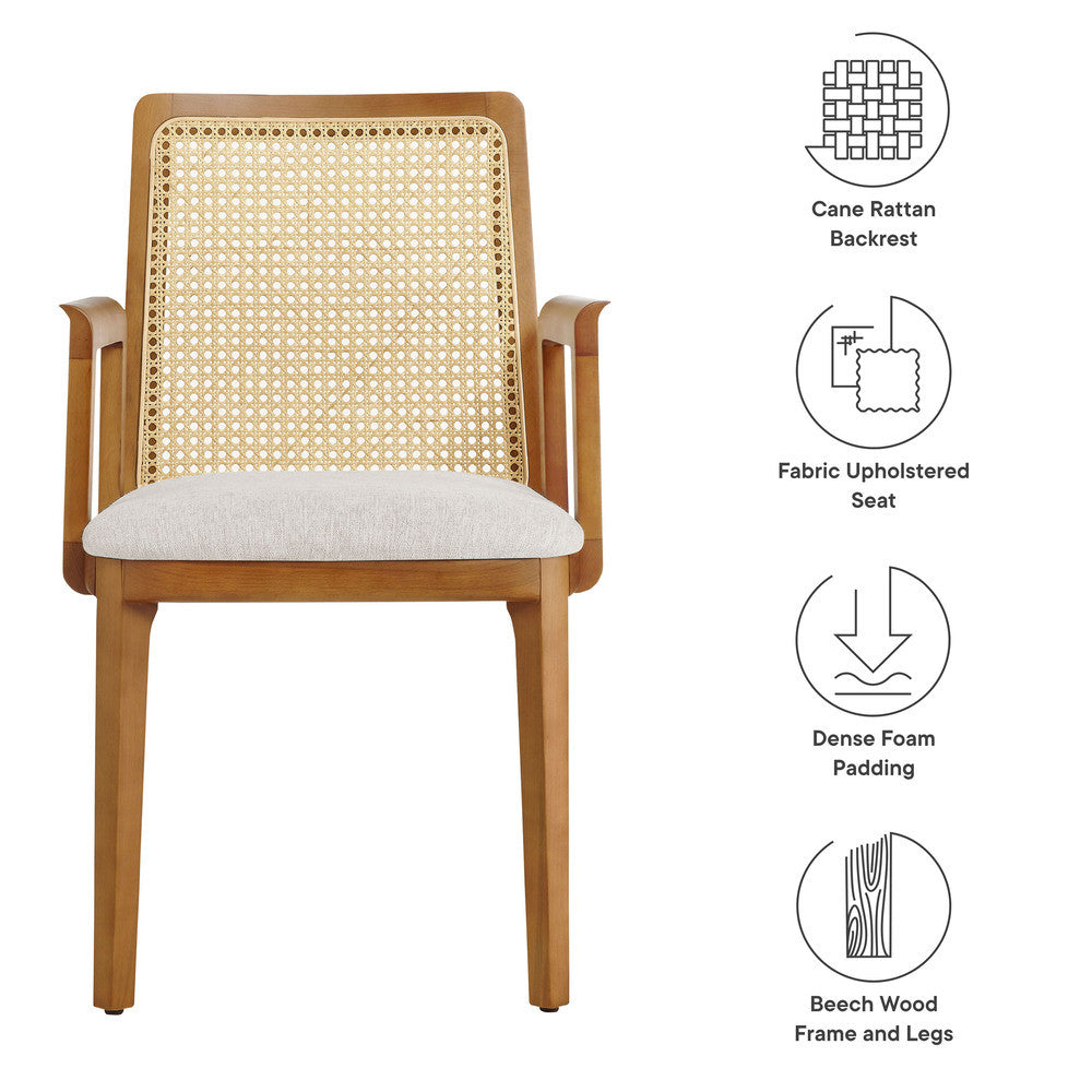 EEI-6844 Monarch Wood and Rattan Dining Armchair by Modway